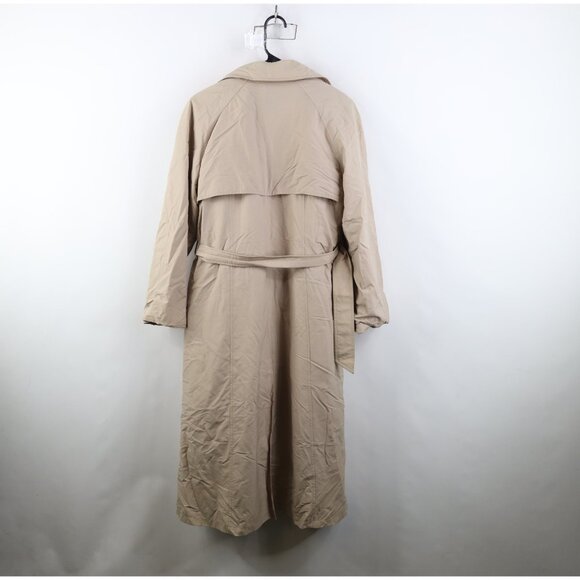Vintage 70s 80s Orvis Womens 12 Distressed Lined Belted Trench Coat Jacket Beige - Picture 14 of 16